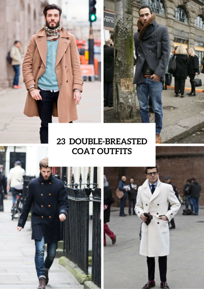 Winter Double Breasted Coat Outfits For Men