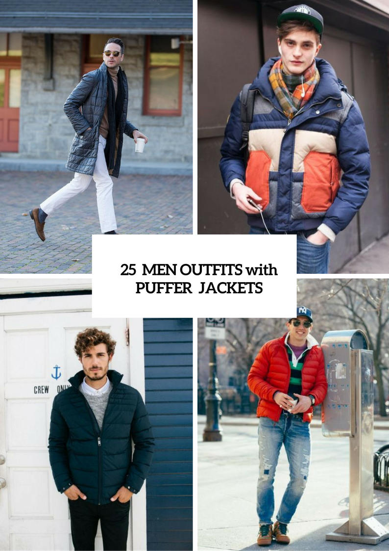 Winter Puffer Jacket Outfits For Men
