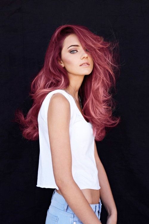 red ombre wavy hair