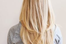 layered long beige-blonde straight hair in a V shape