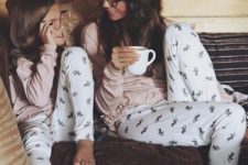 04 mommy and daughter matching pajamas with blush long sleeves