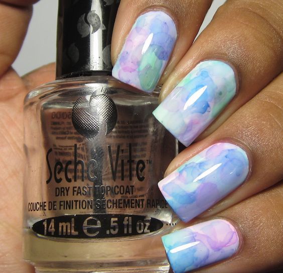 pastel watercolor nail art is ideal for spring