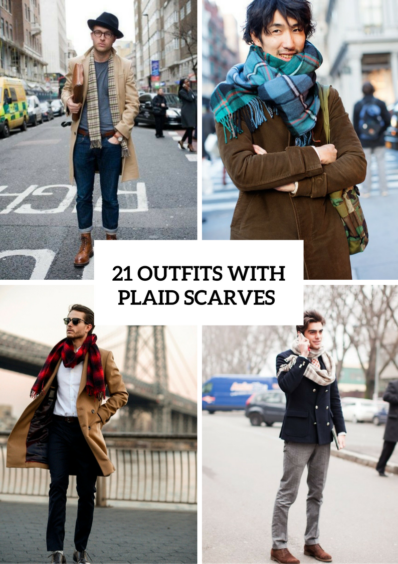 Winter Men Outfits With Plaid Scarves