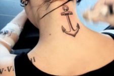 Anchor tattoo on the neck