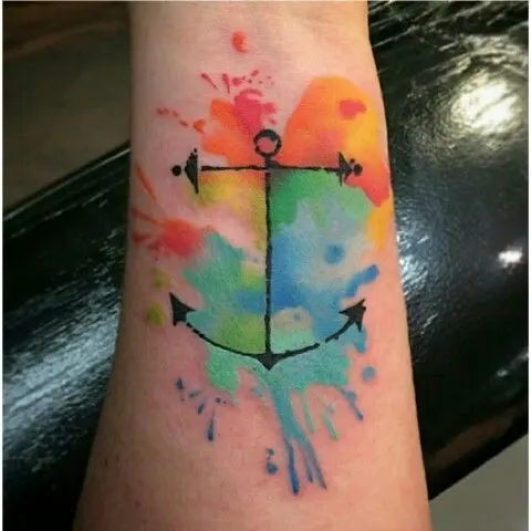 Anchor with red, orange, yellow, green and blue colors