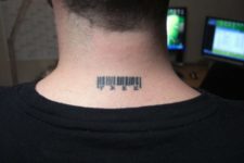 Bar code with word free tattoo