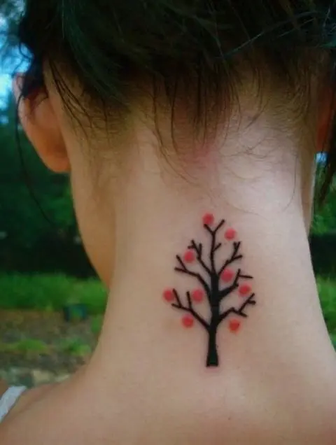 Black and red tree tattoo