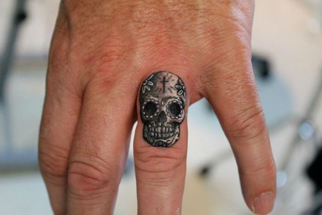 Black skull tattoo