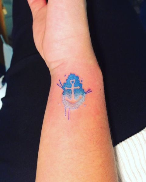 Blue and purple anchor