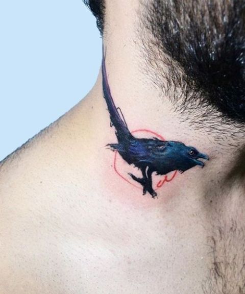 Blue crow tattoo