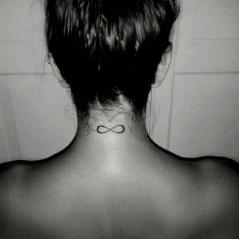 Chic infinity back neck tattoo
