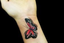Colored 3D butterfly on the left wrist