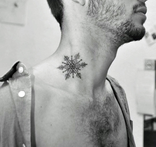 Cute snowflake neck tattoo