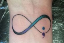 Infinity sign with semicolon tattoo