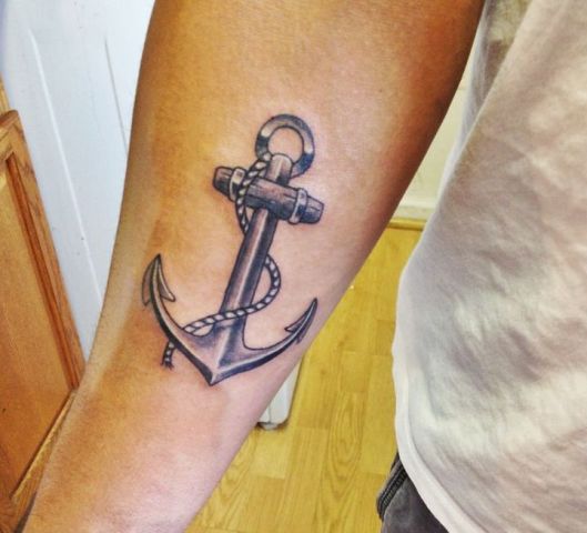Pastel color anchor tattoo