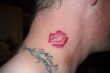 Red lips tattoo