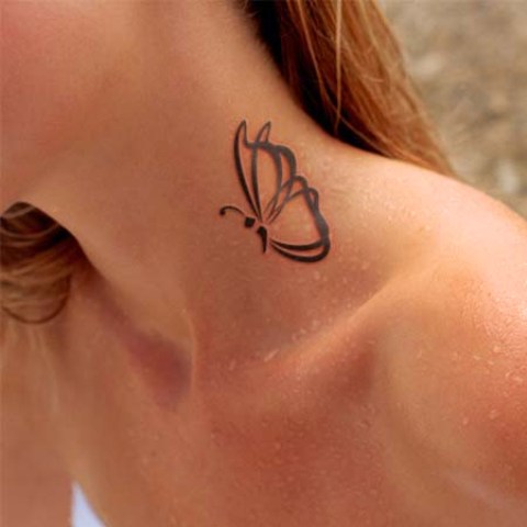 Semicolon butterfly on the neck