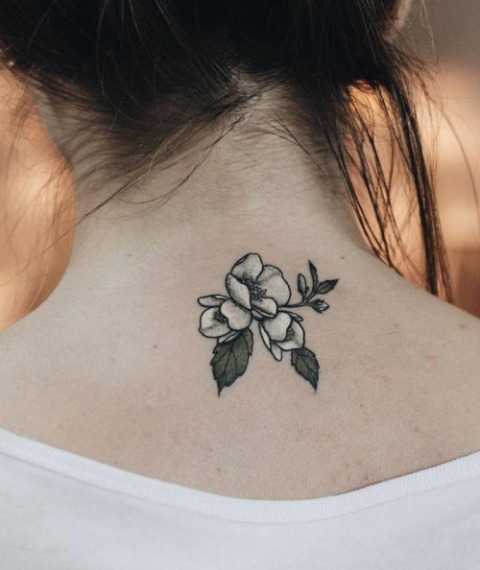 Silver gray flower tattoo