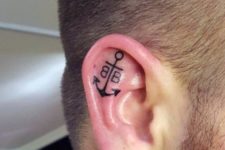 Small anchor tattoo for ears