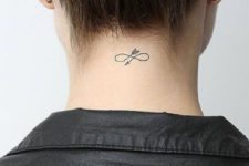 Small infinity sign on the neck