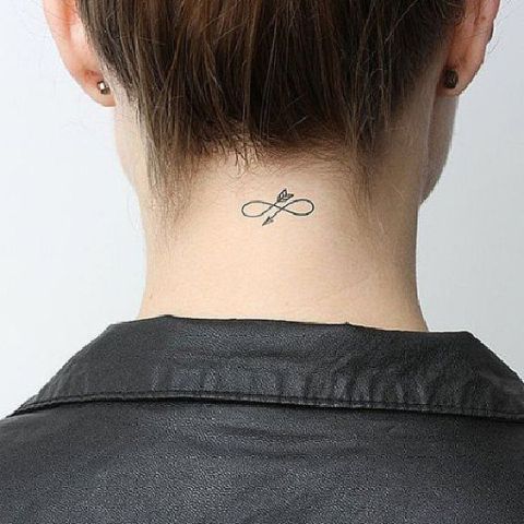 Small infinity sign on the neck
