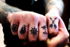 Small tattoos on each finger