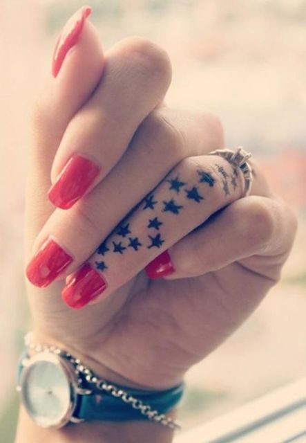 Tiny stars on finger