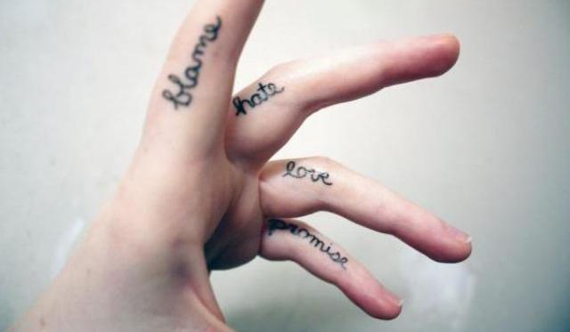 Word finger tattoos