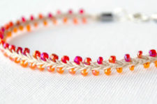 DIY hemp and colorful beads ankle bracelet