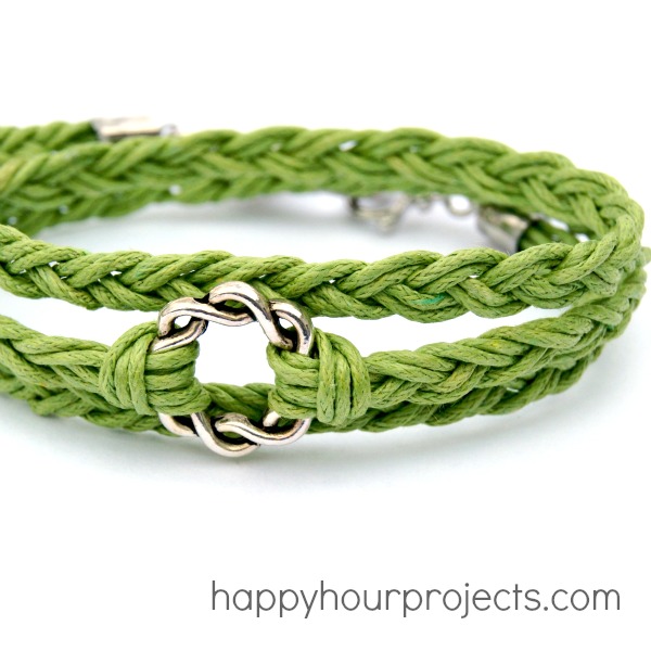 DIY easy woven wrap bracelet with a bead