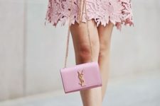 07 flirty blush lace dress and a YSL bag