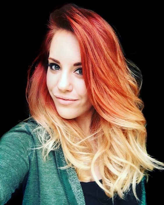 fire red ombre hair to blonde