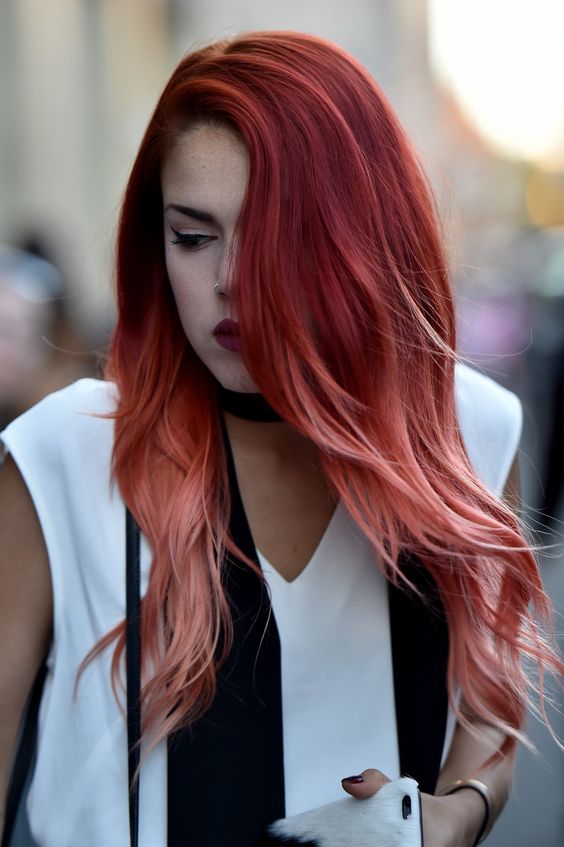 red balayage with pink tips for a hot look