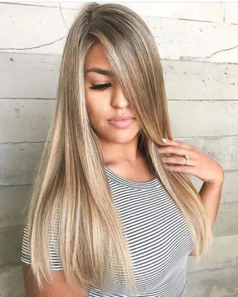 dark blonde with sandy highlights to create a dimension