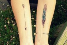 Arrow and feather tattoos