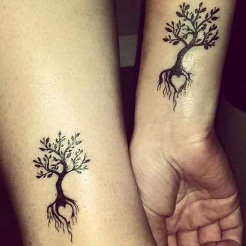 Black small tree tattoos