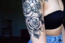 Blue floral tattoo
