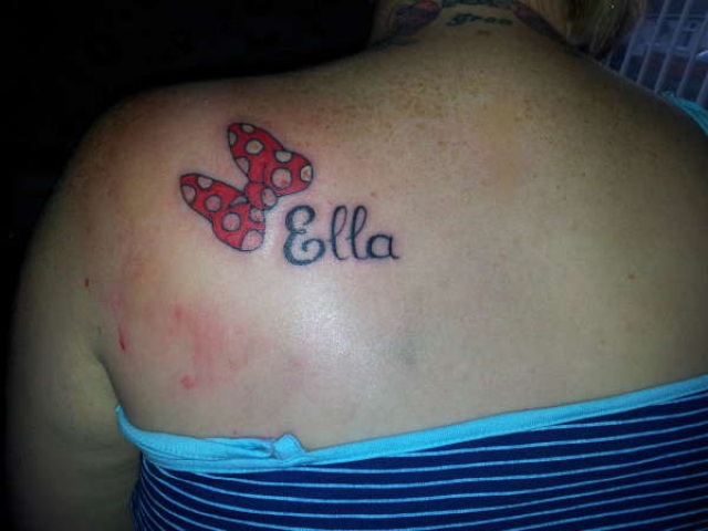 Bow with name tattoo