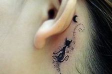 Cat tattoo behind the ear