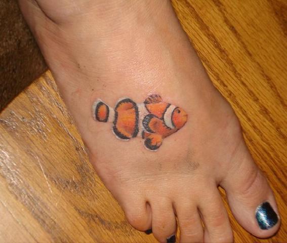Clownfish tattoo on the foot