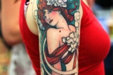 Colored girl portrait tattoo