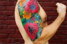 Colorful floral tattoo