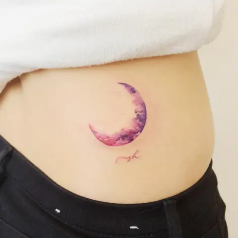 Colorful moon tattoo design