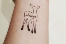 Deer with word always tattoo