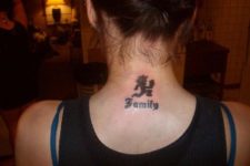 Family tattoo on the neck