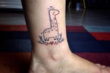 funny giraffe leg tattoo