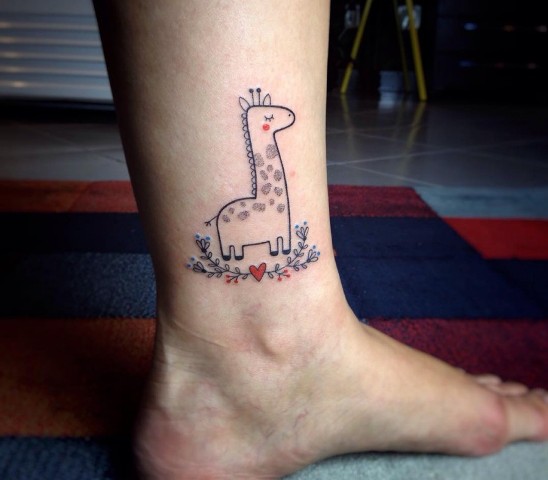 Funny tattoo on the ankle