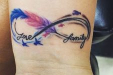 Infinity family tattoo on the wrist