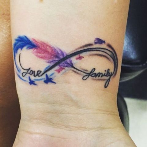 Infinity family tattoo on the wrist