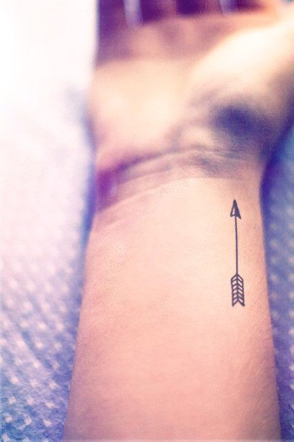 Minimalistic arrow tattoo on the wrist